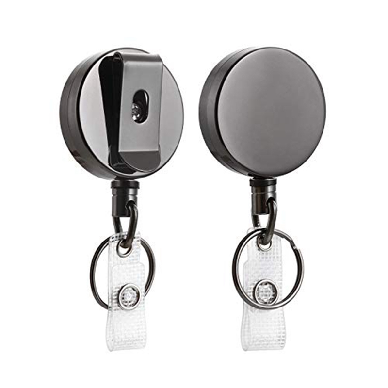 2 Pack Heavy Duty Retractable Badge Holder Reel,Metal ID Badge Holder ...