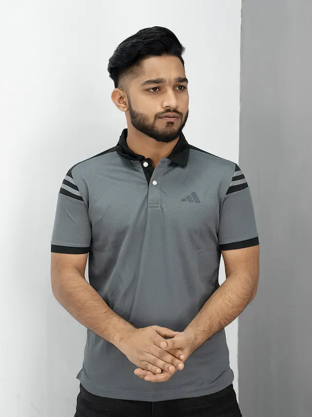 Grey adidas polo shirt best sale